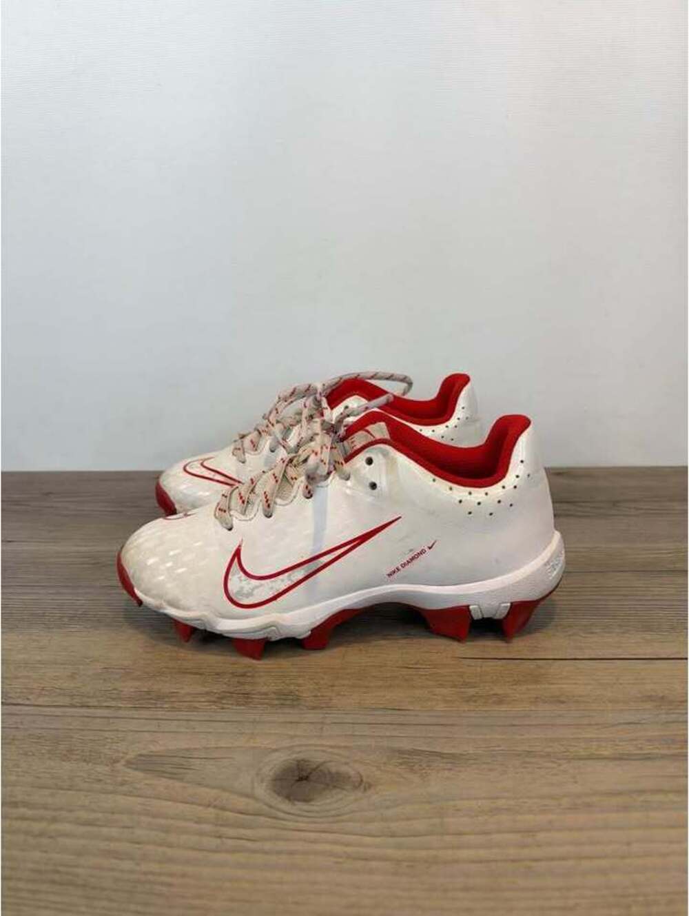 Nike Alpha Huarache NXT Molded Youth Baseball Cleats White Red Size 1Y